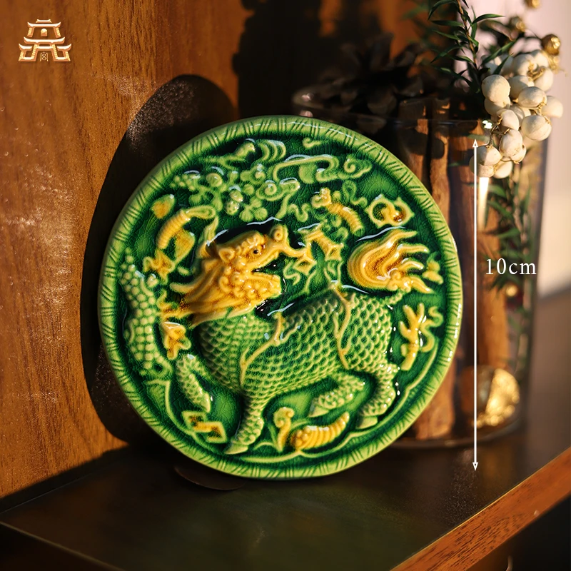 故宫琉璃冰箱贴《麒麟闹八宝》非遗古法手工艺品家居摆件