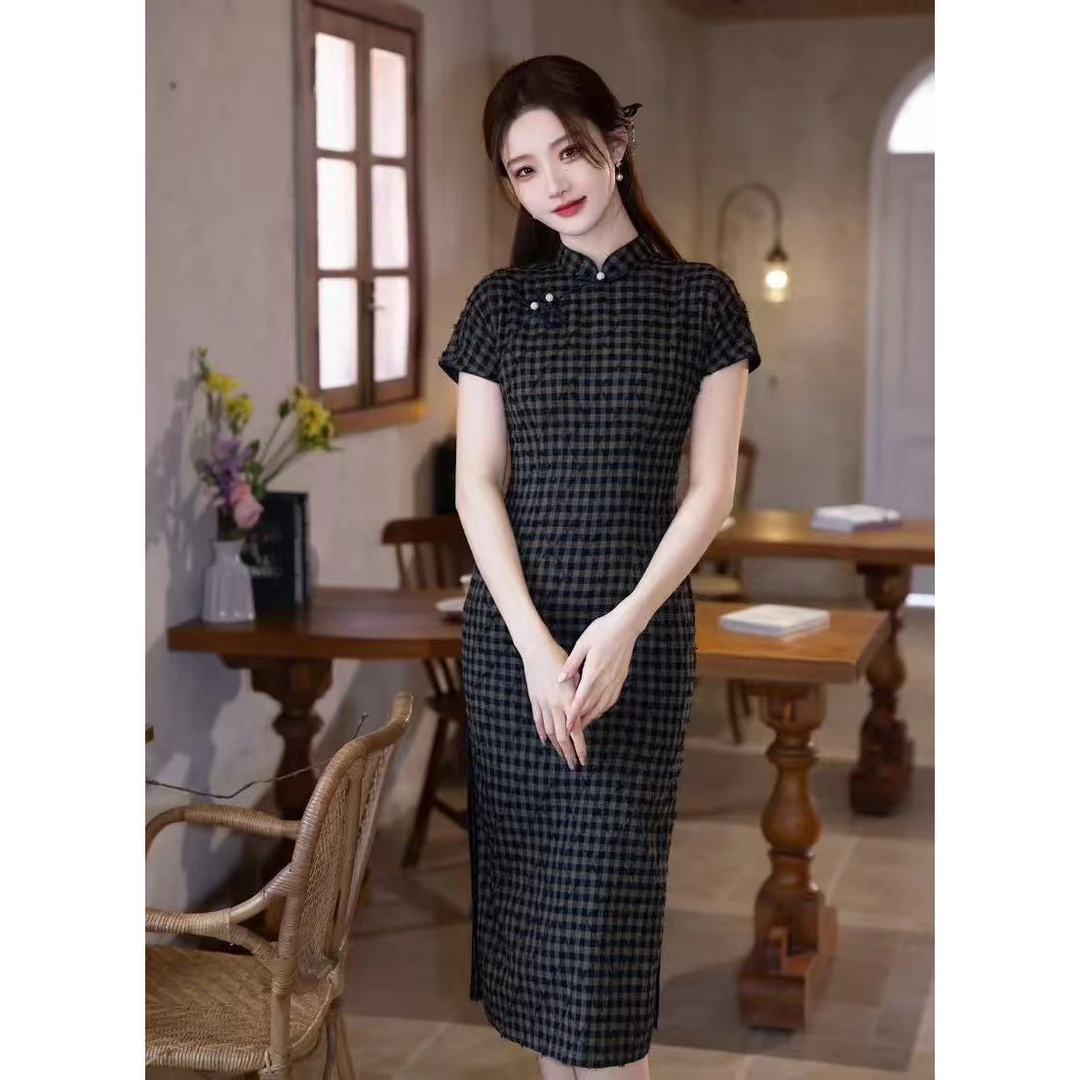 静安 2025春夏新款短袖新中式国风复古气质显瘦气质旗袍