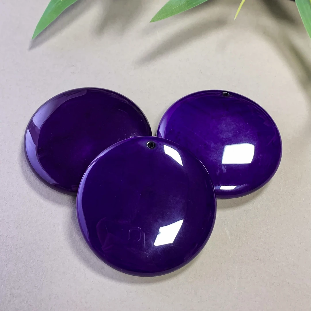 S8180-苏紫玛瑙紫圆无事牌-配绳-多样性发其一