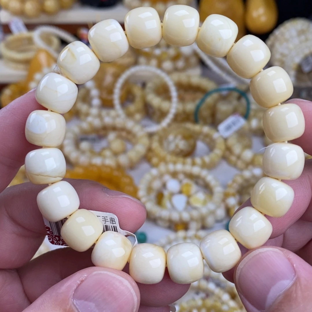 手链蜜蜡未镶嵌瓷白满白无纹11.3mm