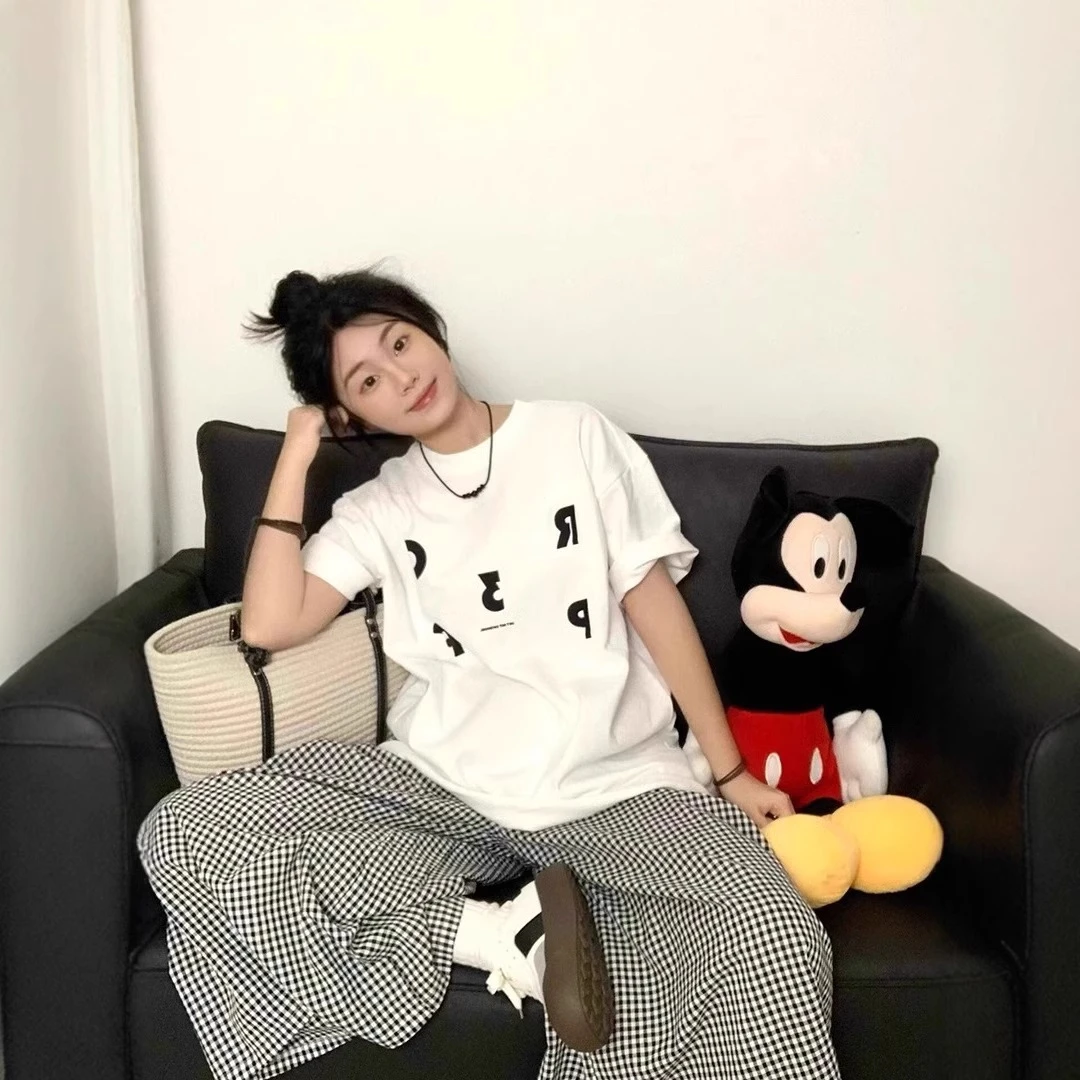 美式复古短袖女T恤夏装白色爆款纯棉半袖宽松休闲百搭体恤上衣服