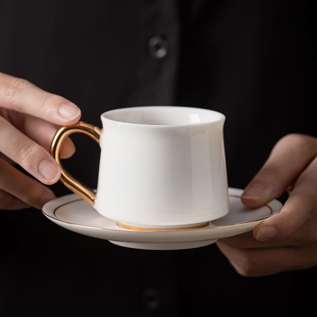 德化羊脂玉白瓷马克杯2025新款轻奢高级感的下午茶陶瓷杯子咖啡杯