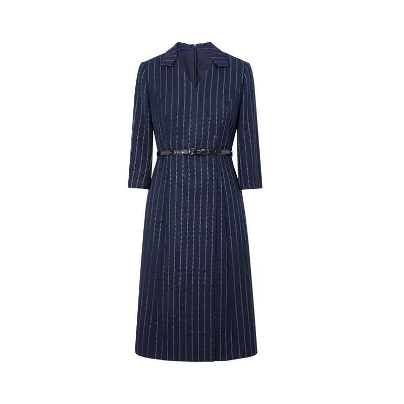 25305 垂感连衣裙春秋新款女装收腰显瘦气质通勤轻熟裙长袖修身