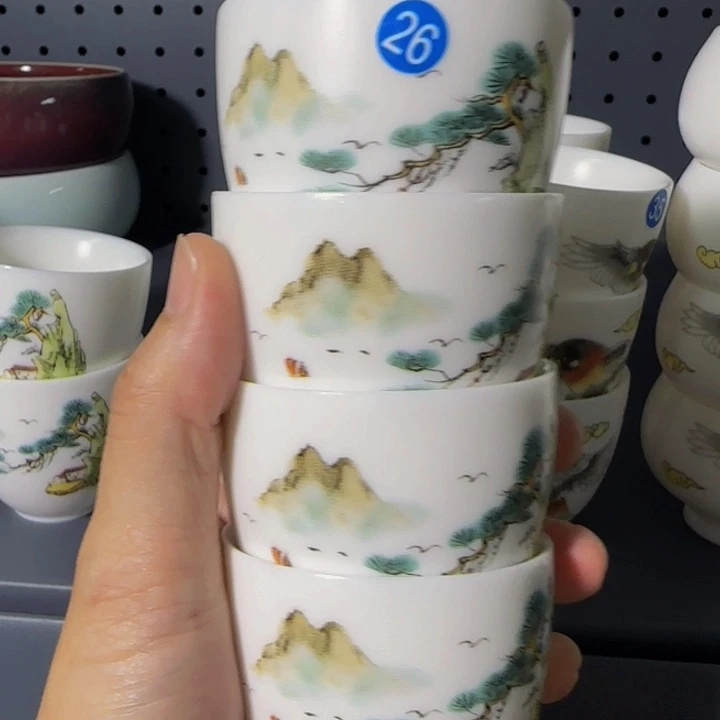 孤品素烧羊脂玉茶杯四个26号