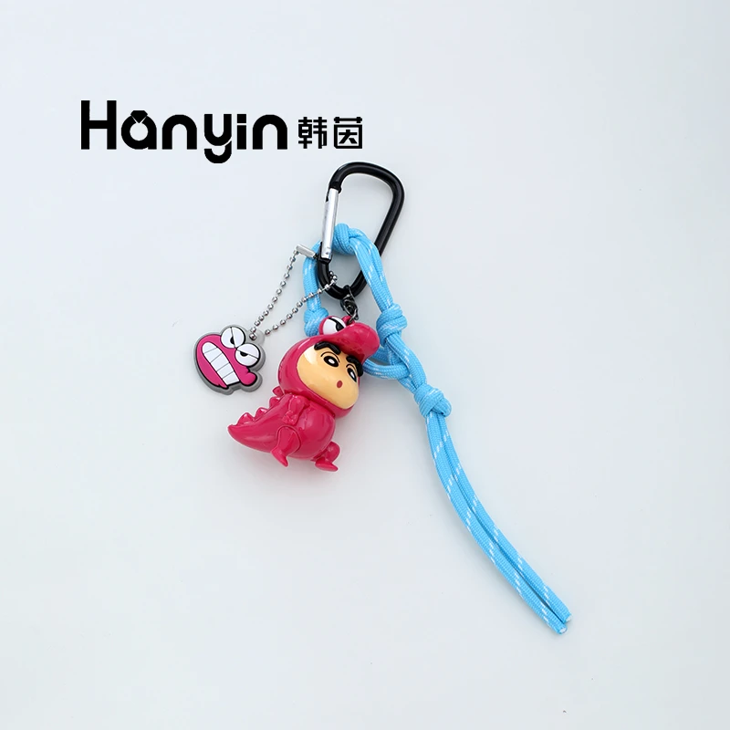 铜合金布艺吊坠 【蜡笔小新】立体卡通可爱火龙果色恐龙小新挂件AAA