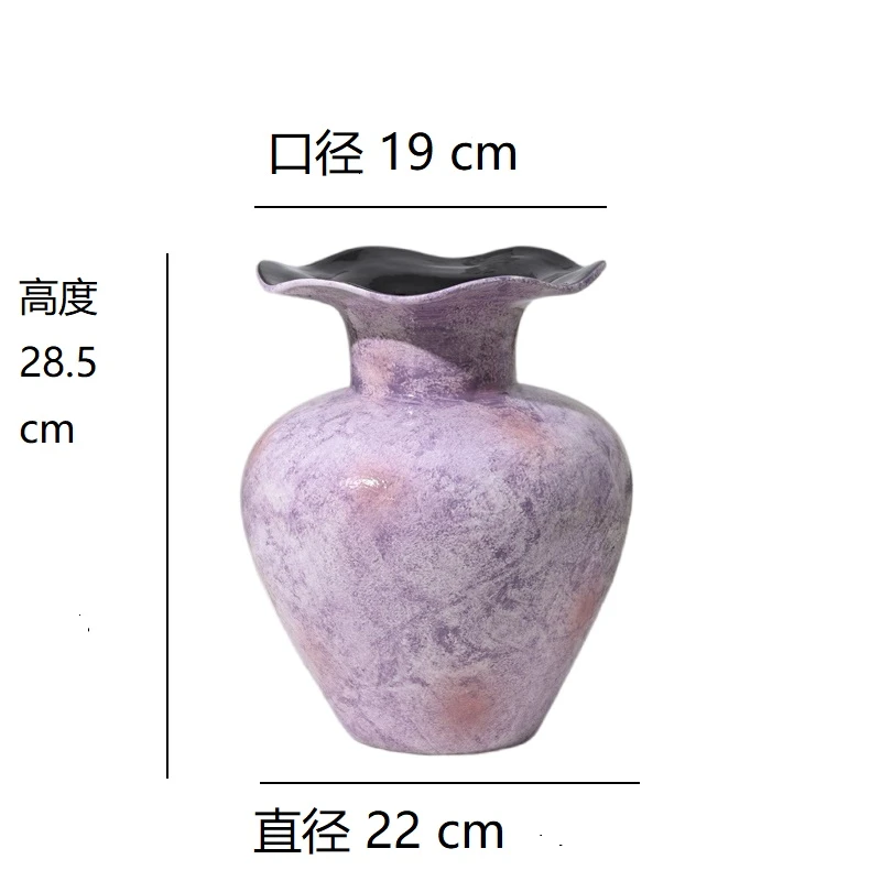【紫梦星河-大号花瓣瓶】紫粉色无孔陶瓷花瓶干花鲜花客厅插花摆件