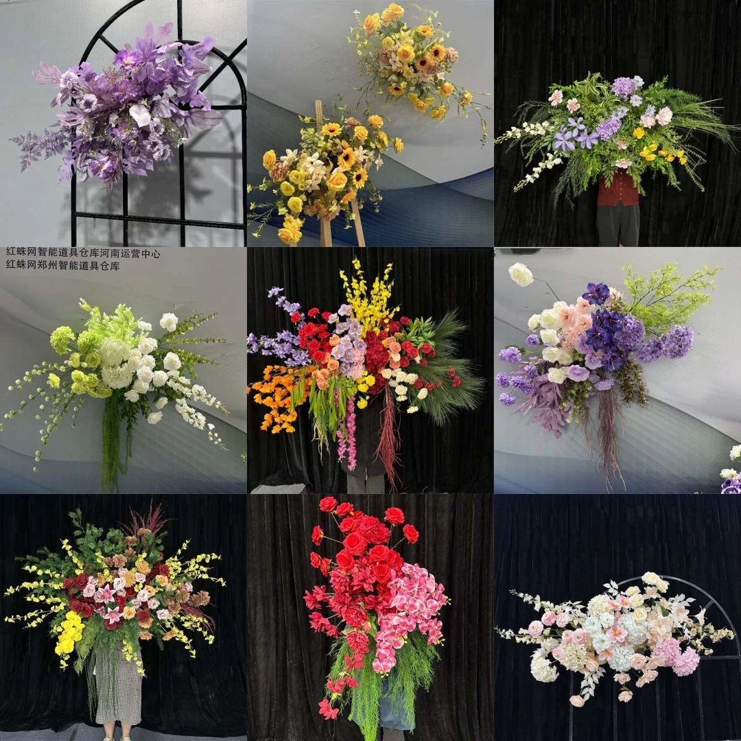 挂花仿真花婚礼堂布置婚宴现场背景墙装饰场景搭配造型逼真橱窗花