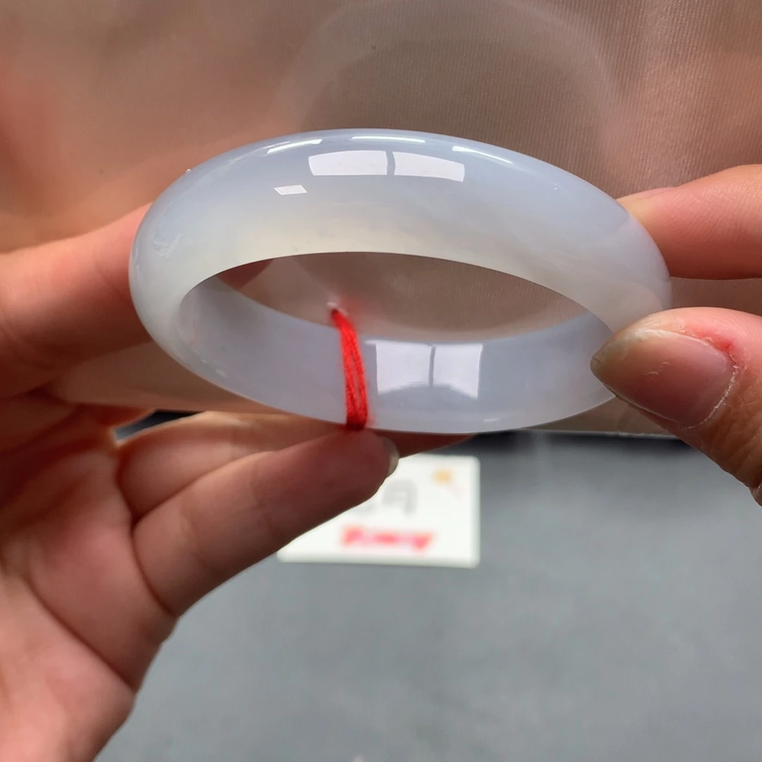 翡翠未镶嵌手镯39号52+贵妃轮胎奶蓝