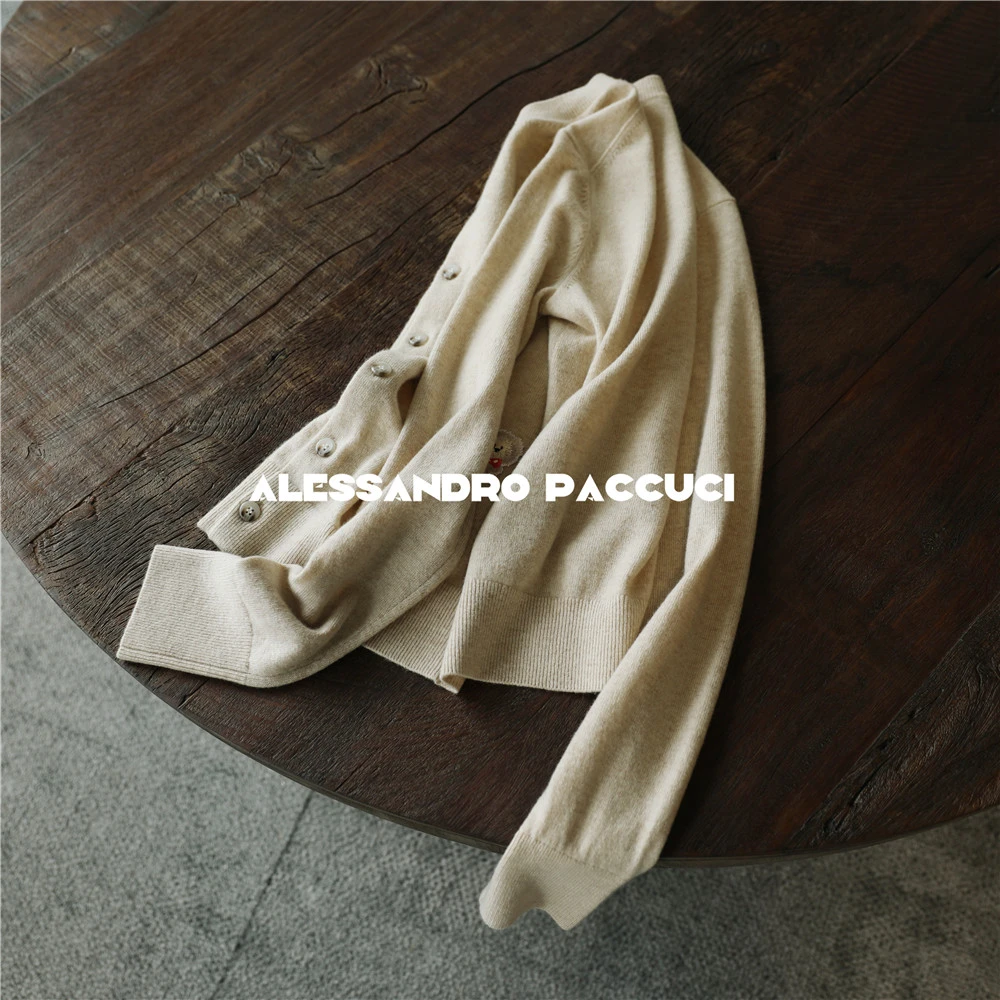 AP洛哥53145SK【软萌符号】羊毛+山羊绒圆领趣味图案刺绣减龄开衫