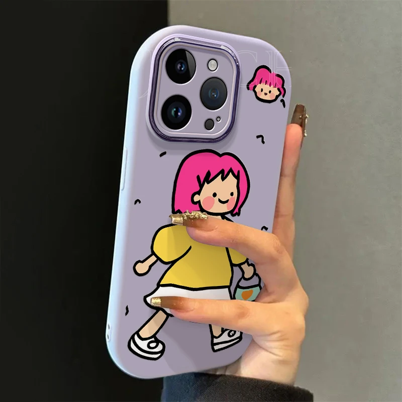 精孔胖子短发女孩适用苹果16手机壳iphone15华为oppo小米vivo女43