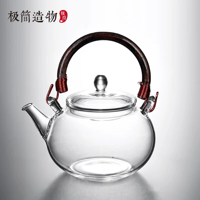 极简造物迷你玻璃小茶壶小容量家用提梁壶耐高温煮茶壶带过滤泡花