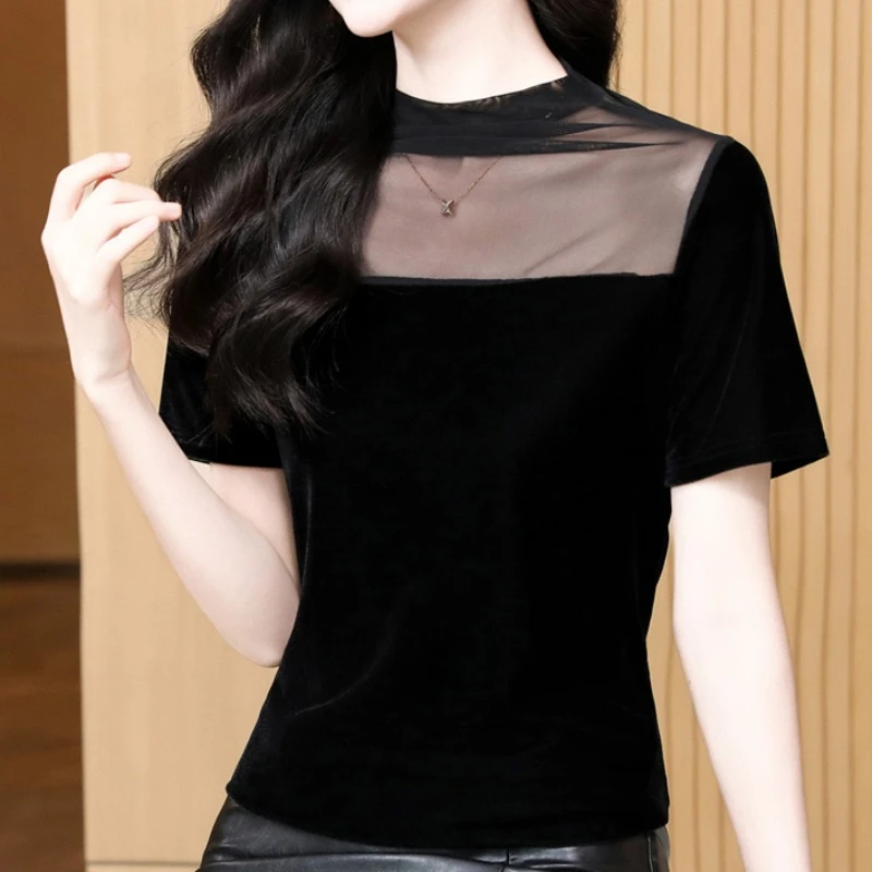 外贸品质夏季洋气时尚百搭气质减龄打底小衫女士短袖显瘦t恤上衣