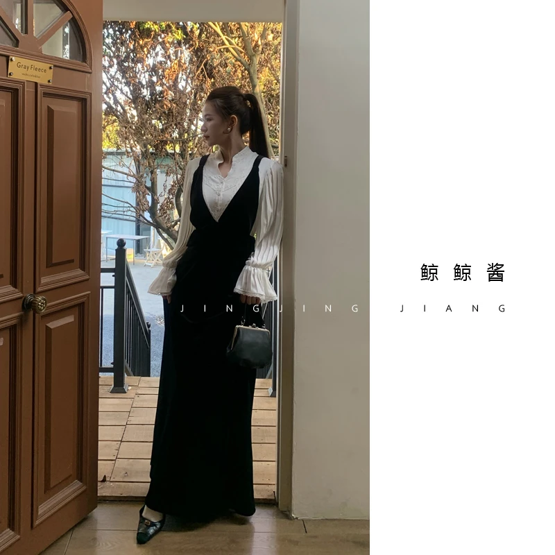 ZOZ鲸鲸酱【奥法庄园】通勤假两件季连衣裙时尚秋冬长裙款显瘦裙子