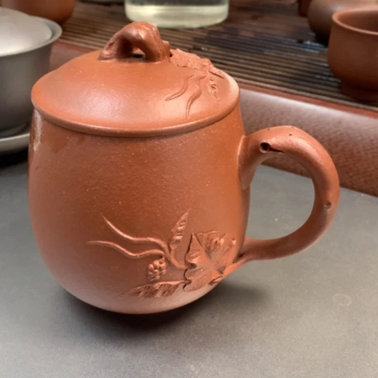 紫砂茶壶红降坡半手工盖杯
