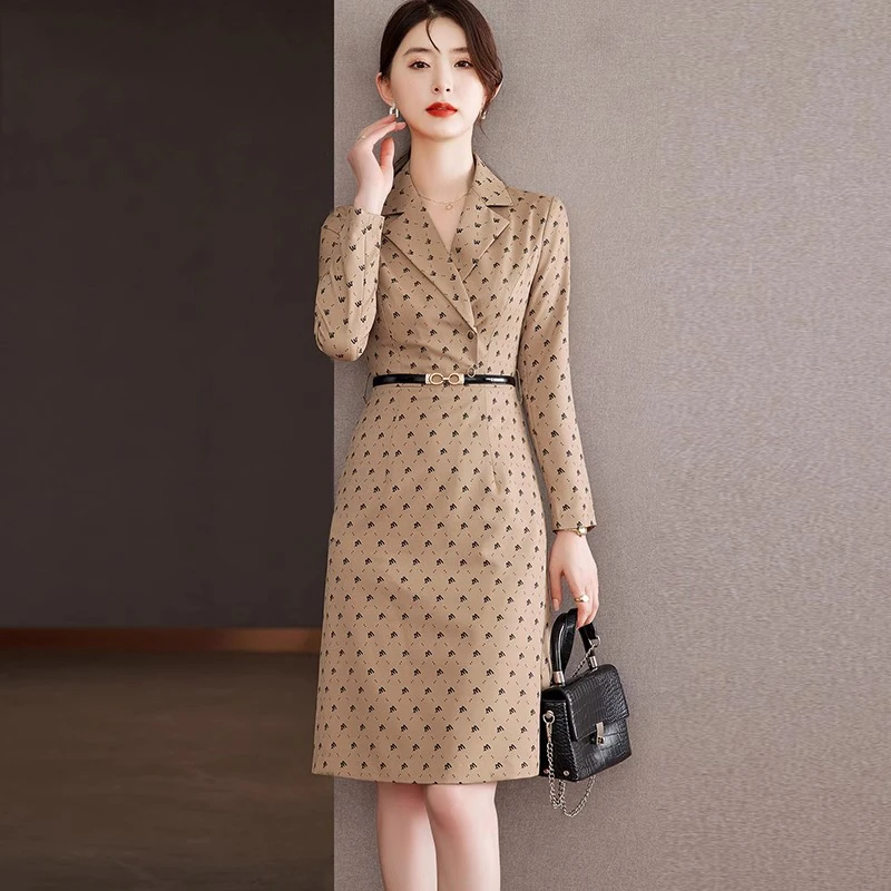 法式西装连衣裙女春装2025年新款女装职业正式场合高级感长袖裙子