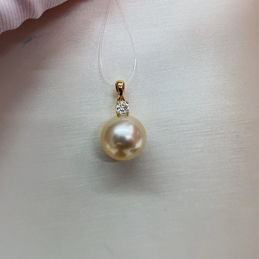 吊坠(不含链)18K金镶嵌海水珍珠10-11