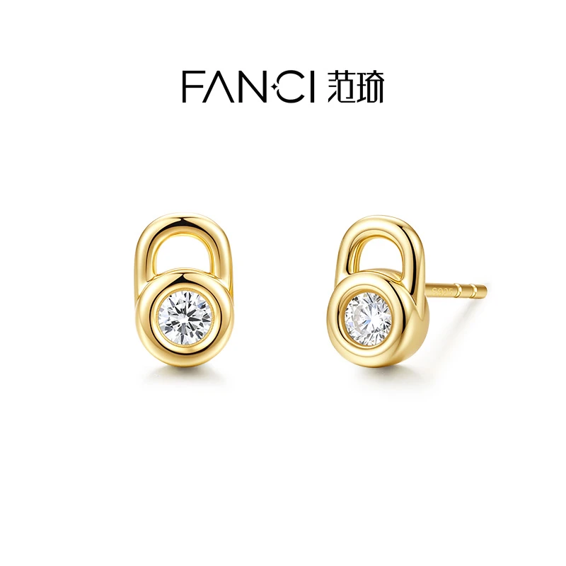 FANCI/范琦 925银耳饰 真心锁耳钉女款2025新款爆款送女友礼物