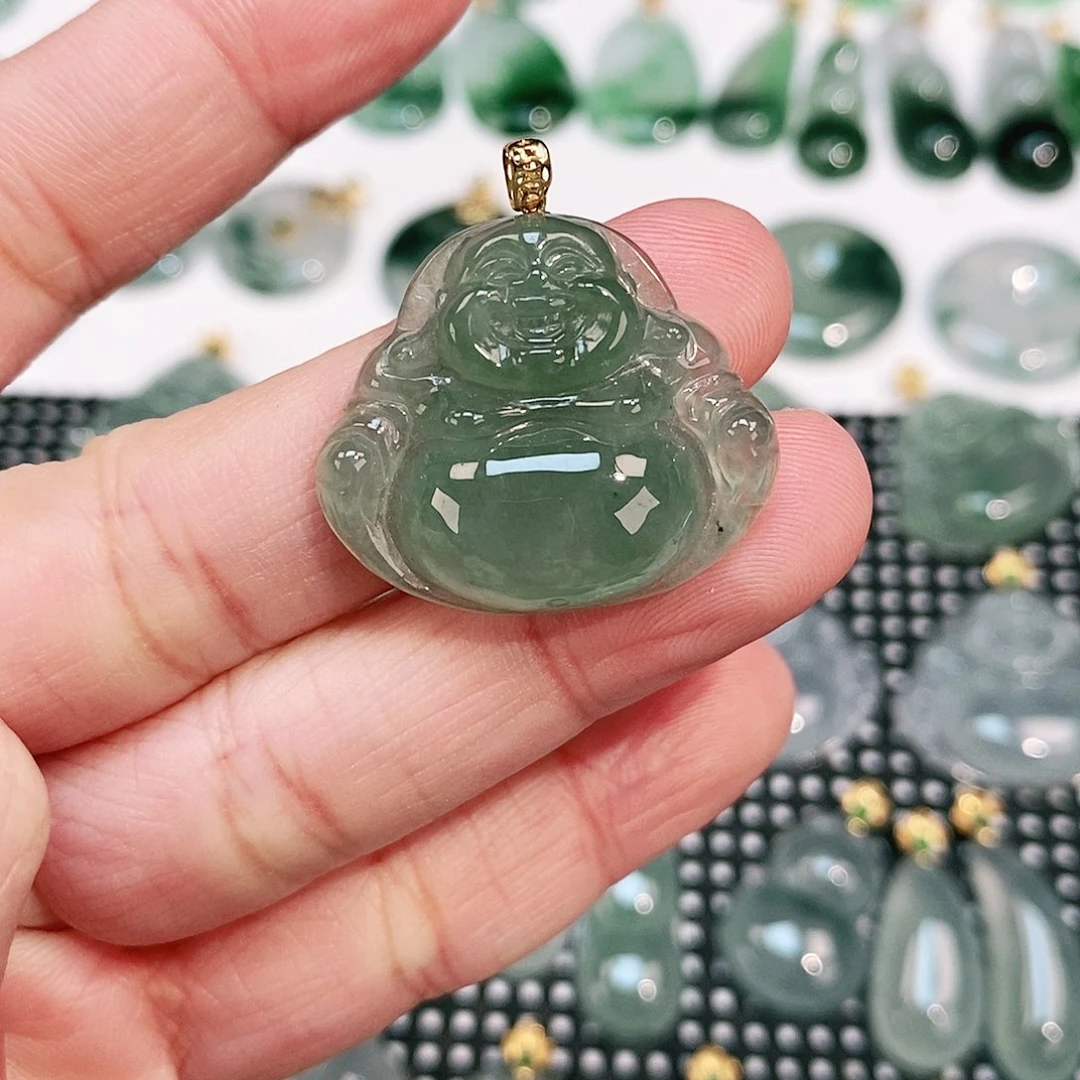 翡翠颈饰18K金镶嵌吊坠