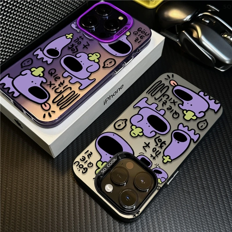 茄子狗适用苹果15手机壳创意iPhone16高级14Promax保护套13防摔