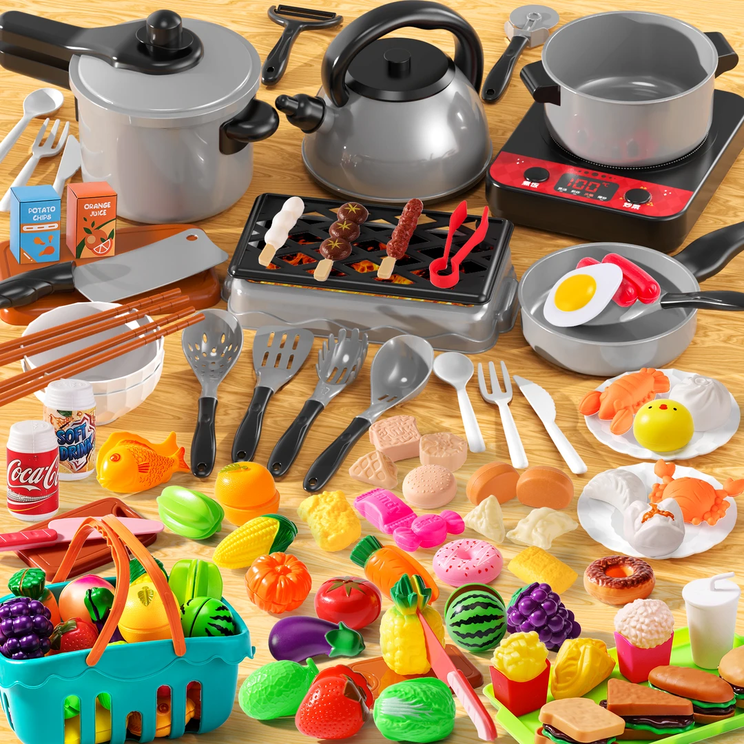 儿童过家家厨房切切乐玩具男女孩仿真厨具3宝宝3-9岁做饭煮饭套装