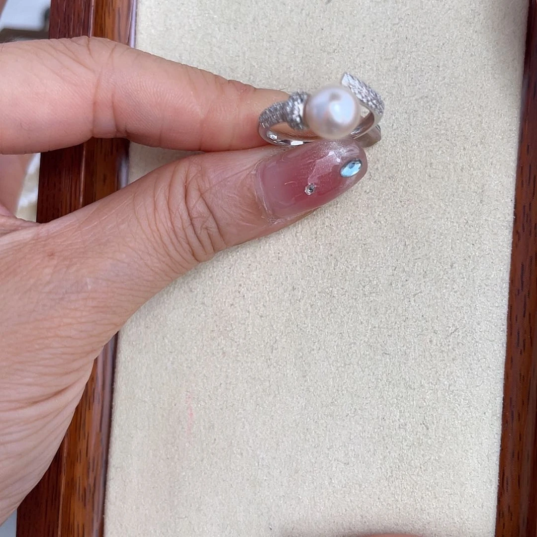 海水珍珠戒指银S925镶嵌