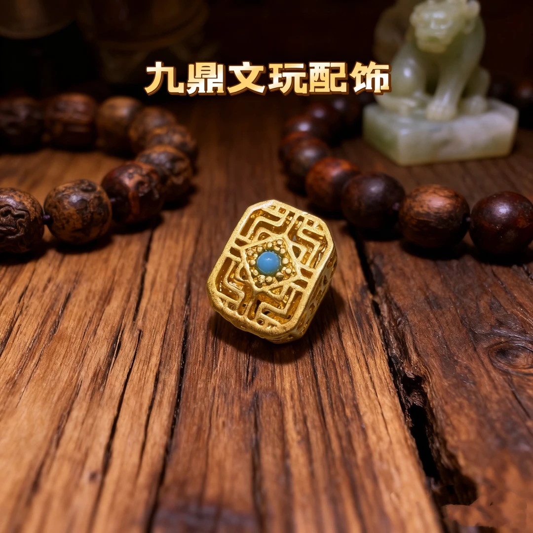 九鼎文玩镂空花蓝镶嵌背云隔珠手串手持108散珠diy配饰配件