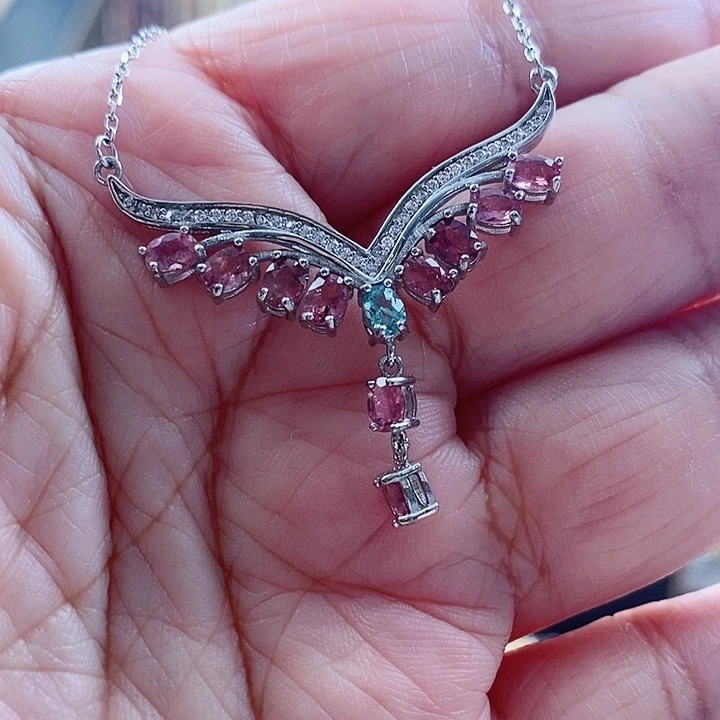 颈饰银S925镶嵌碧玺吊坠