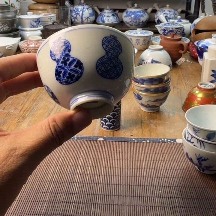 甜***白青花瓷器杯子茶具