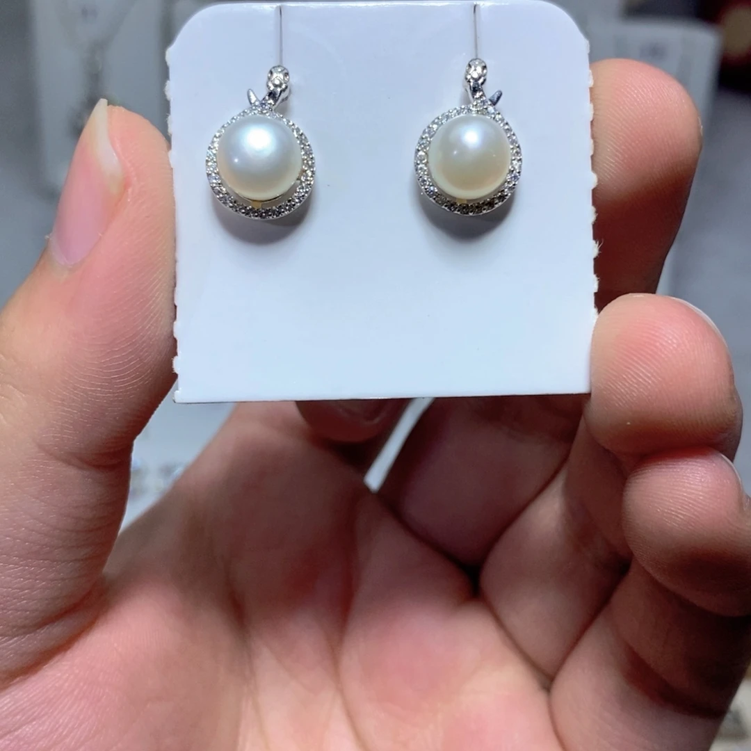 淡水珍珠耳饰银S925镶嵌