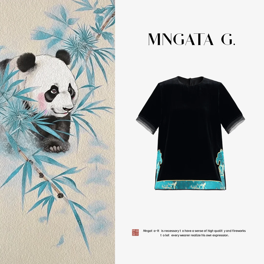 MNGATA G.宫小妍【真丝·顺心顺意】夏日新中式中国风短袖5042771