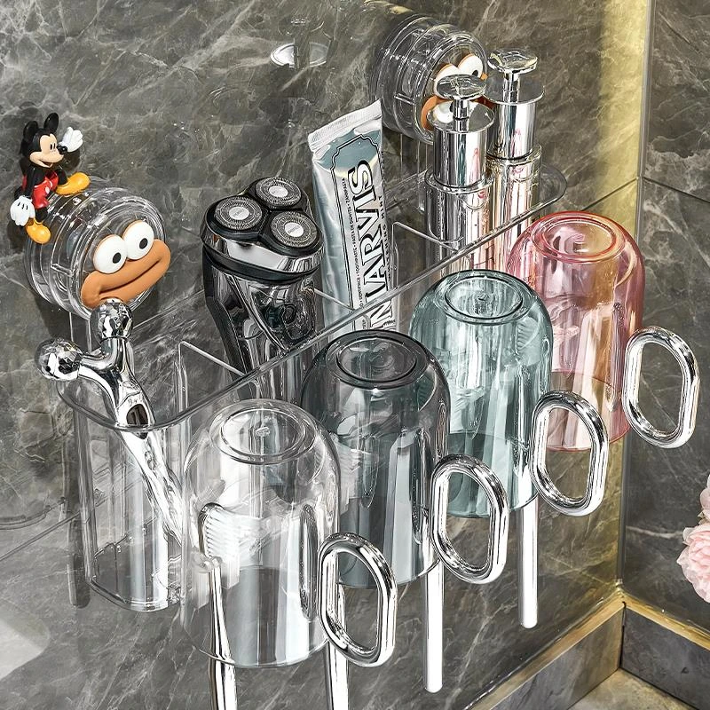 吸盘牙刷置物架壁挂式免打孔2025新款卫生间漱口杯刷牙杯牙膏架子