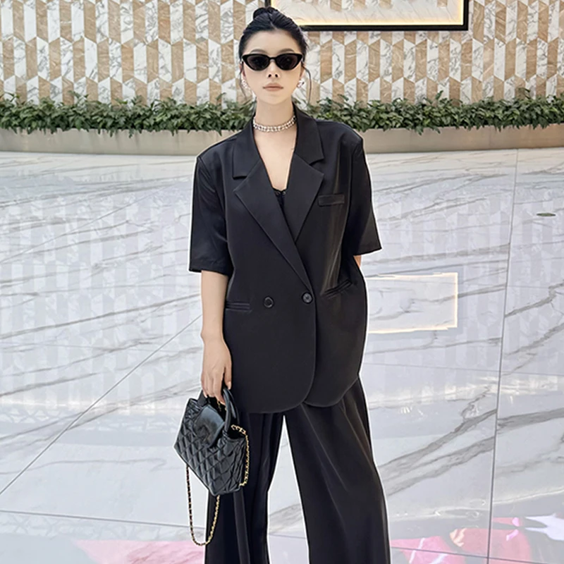 【诗怡定制】高智感平驳领短袖缎面光泽夏季单层定制西装