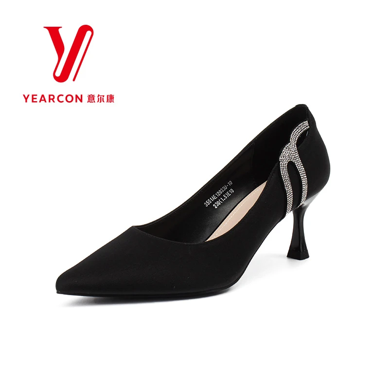 意尔康女鞋高跟鞋浅口细跟春秋气质日常舒适时尚单鞋12033U
