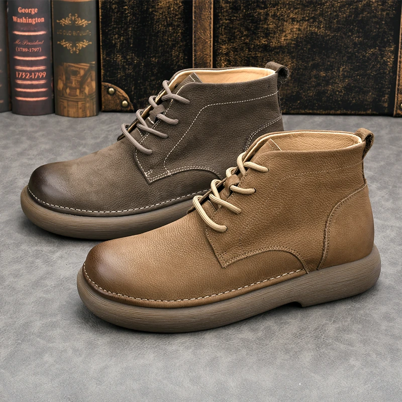 冬季新款头层牛皮高帮马丁靴时尚百搭真皮复古8957潮流英伦风平底