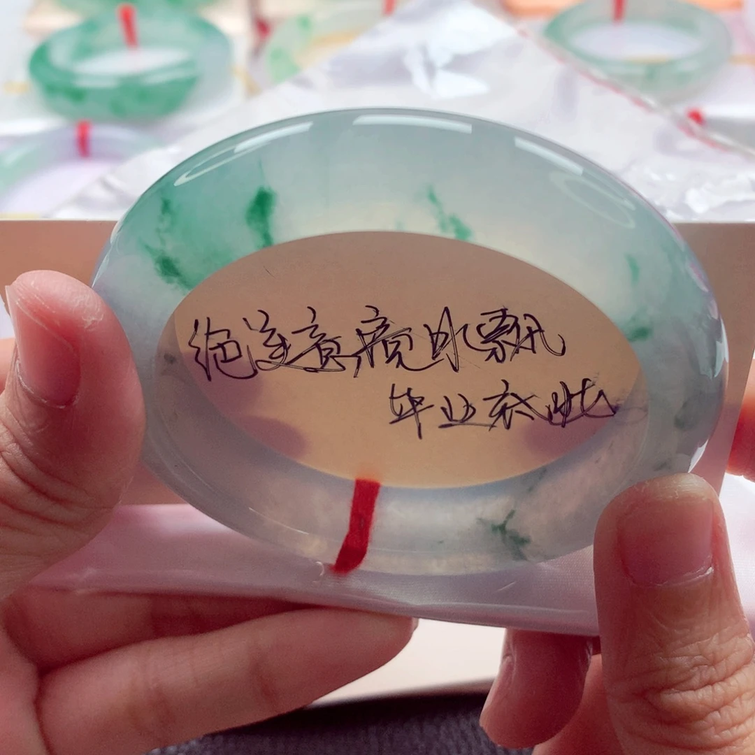 翡翠未镶嵌手镯56起光冰飘意境花绝美大万小六品质A