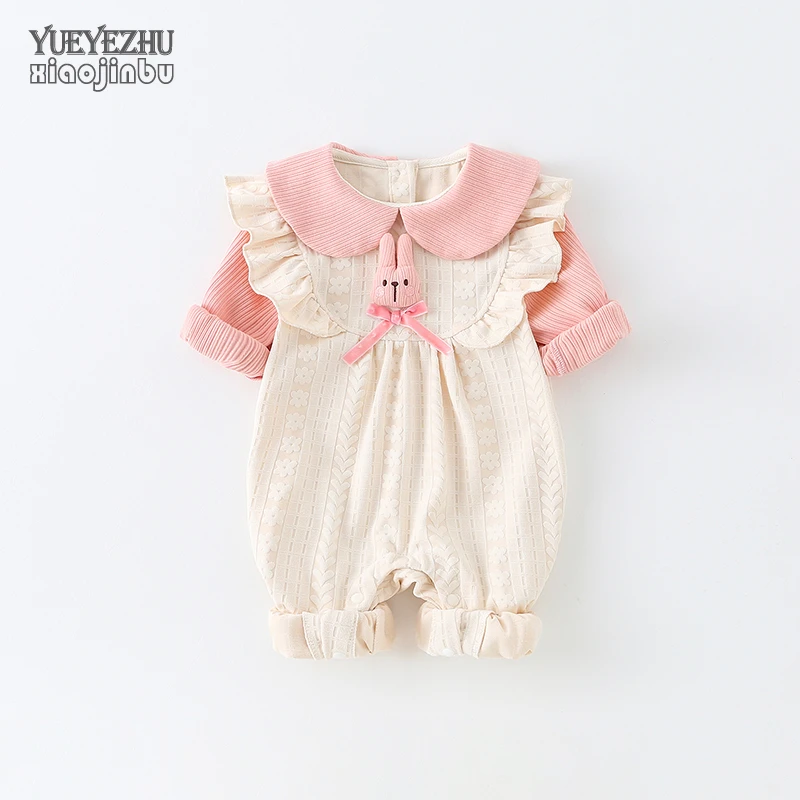 超萌婴儿衣服秋装女宝宝假两件连体衣春秋长袖洋气可爱哈衣外出服