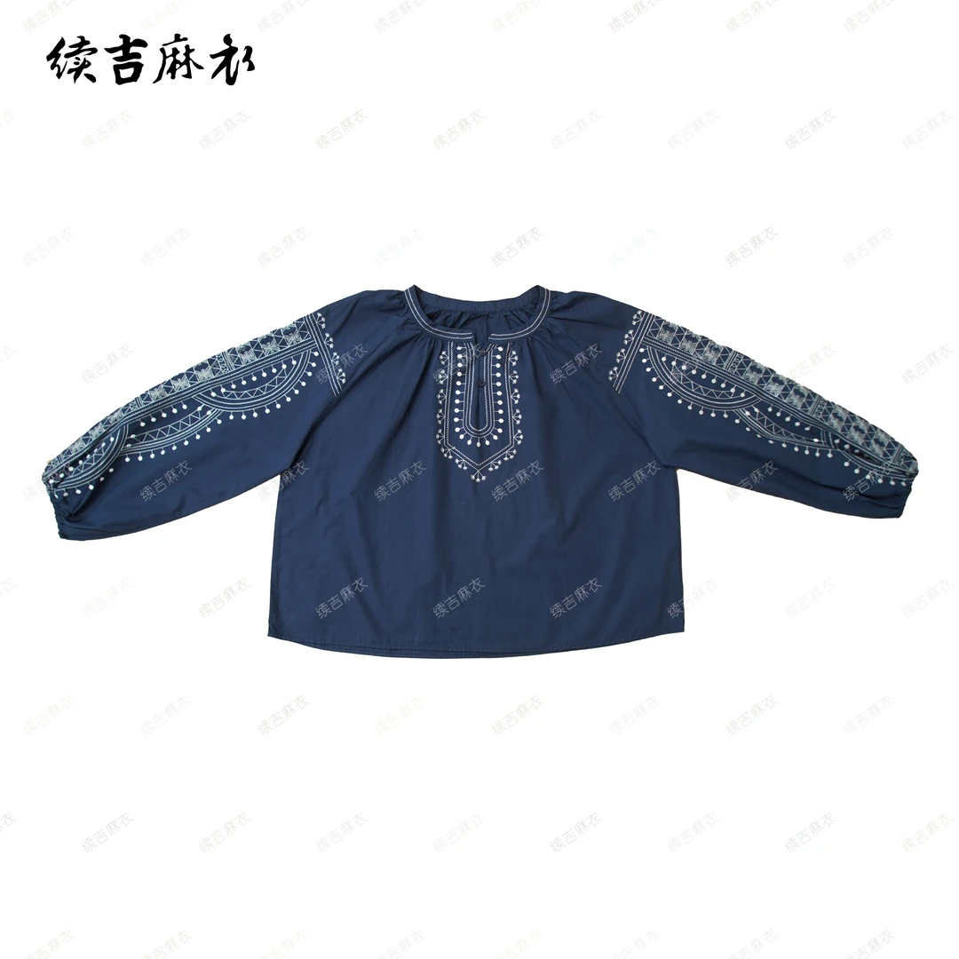 春-原创设计25-177【霜染】棉长袖休闲印花设计感优雅上衣