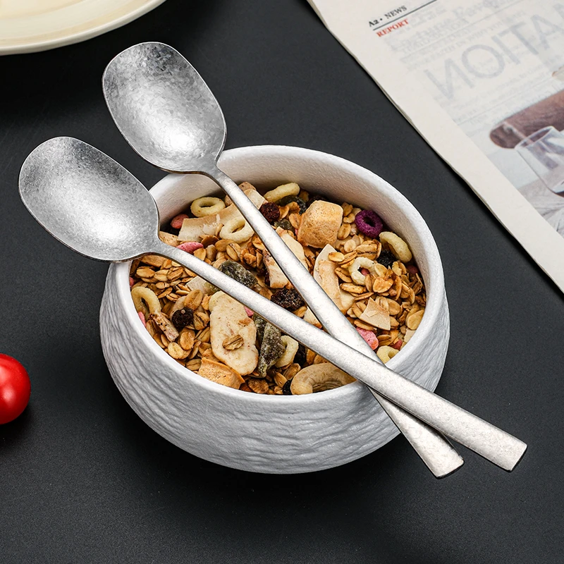 纯钛勺子家用精致高档餐勺汤匙个人专用吃饭勺喝汤勺结晶冰花勺