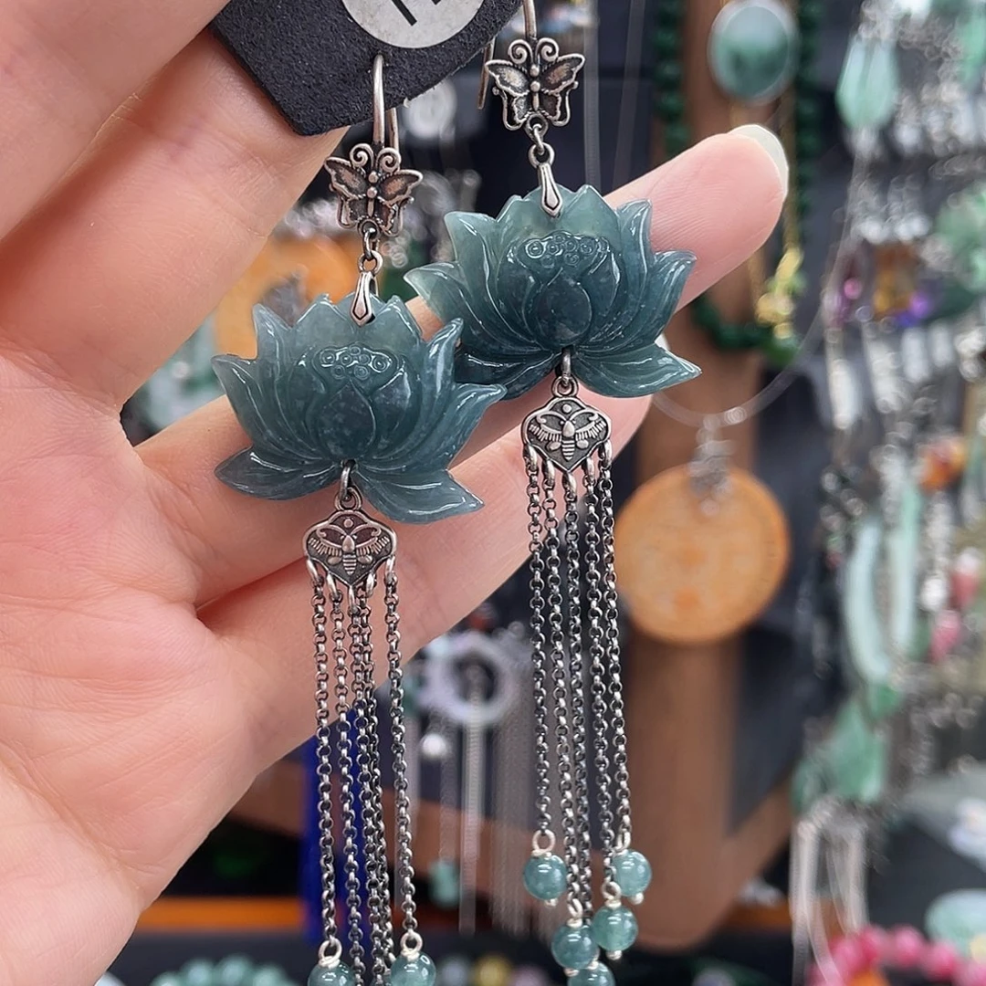 翡翠银S925镶嵌耳饰?****240hnnhh