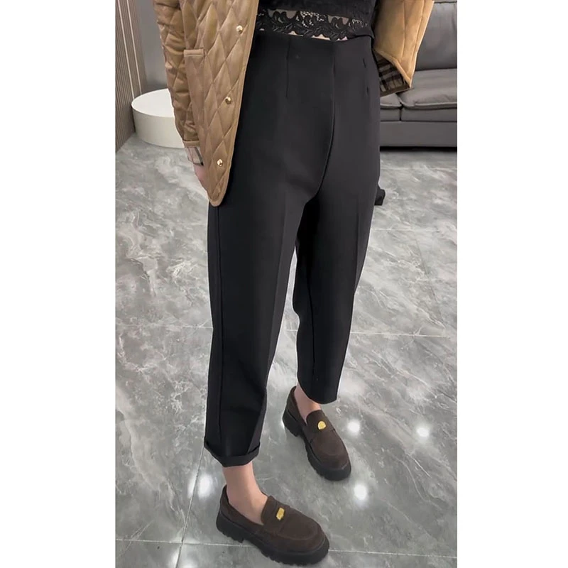 小个子穿搭显瘦直筒西装裤女2025春季新款大码梨形身材高腰休闲裤