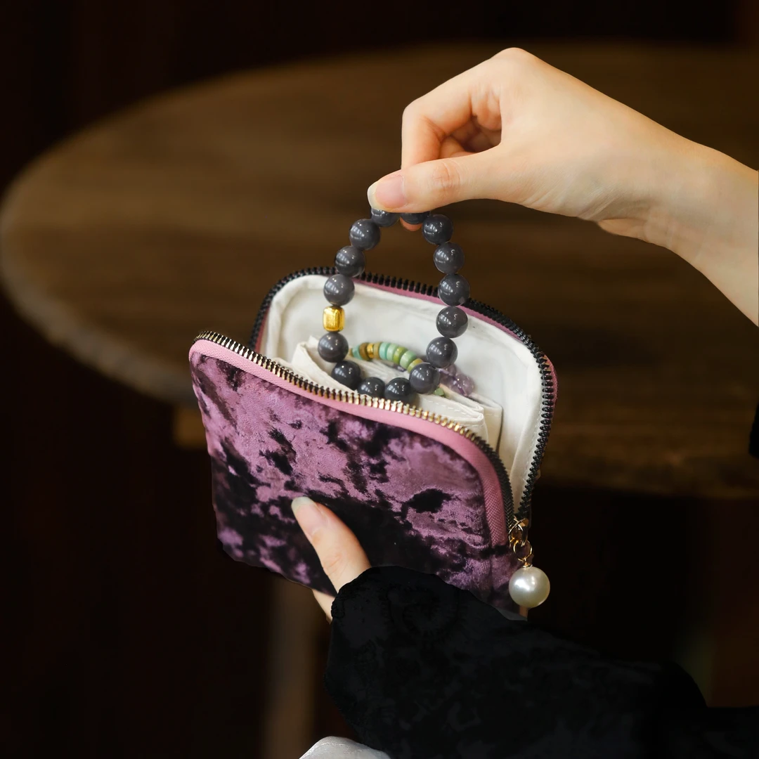 首饰袋 中式文玩收纳包珠宝首饰手串外出旅行袋便携隔层大容量女