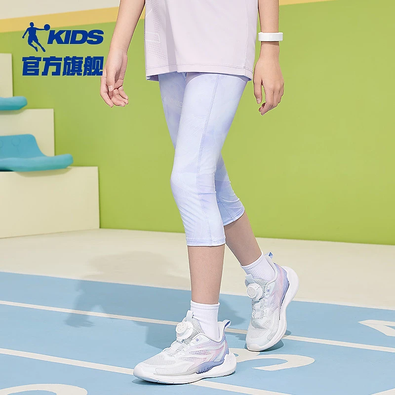 【吸湿速干I】中国乔丹儿童女童针织紧身七分裤薄款2025新款夏季