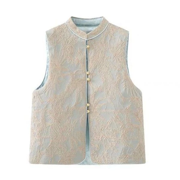 子母依新中式织花刺绣双面穿马甲25107NPF343