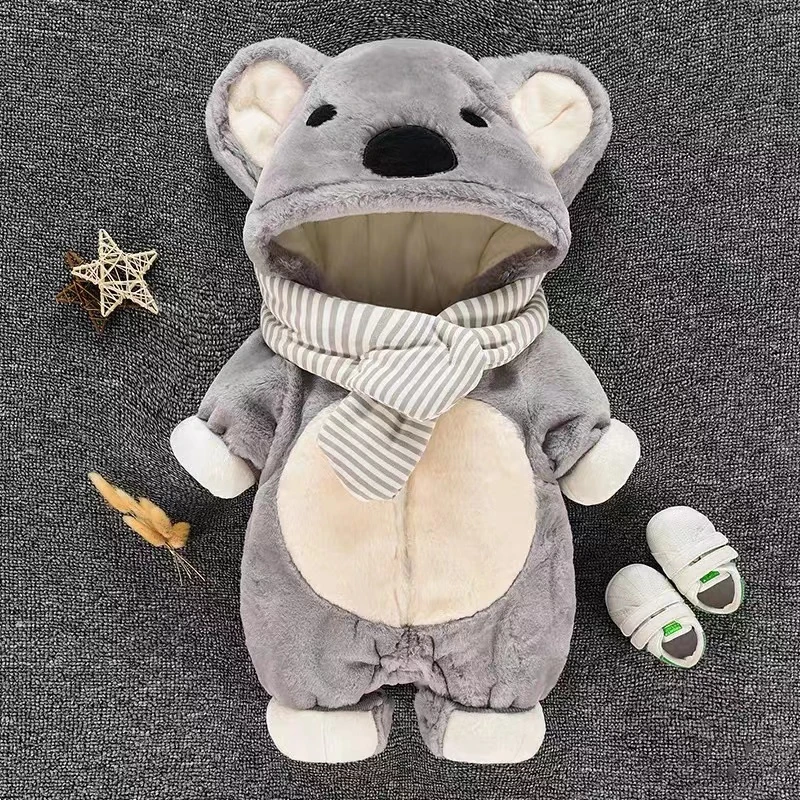 男女童卡通宝宝外出连体衣棉服