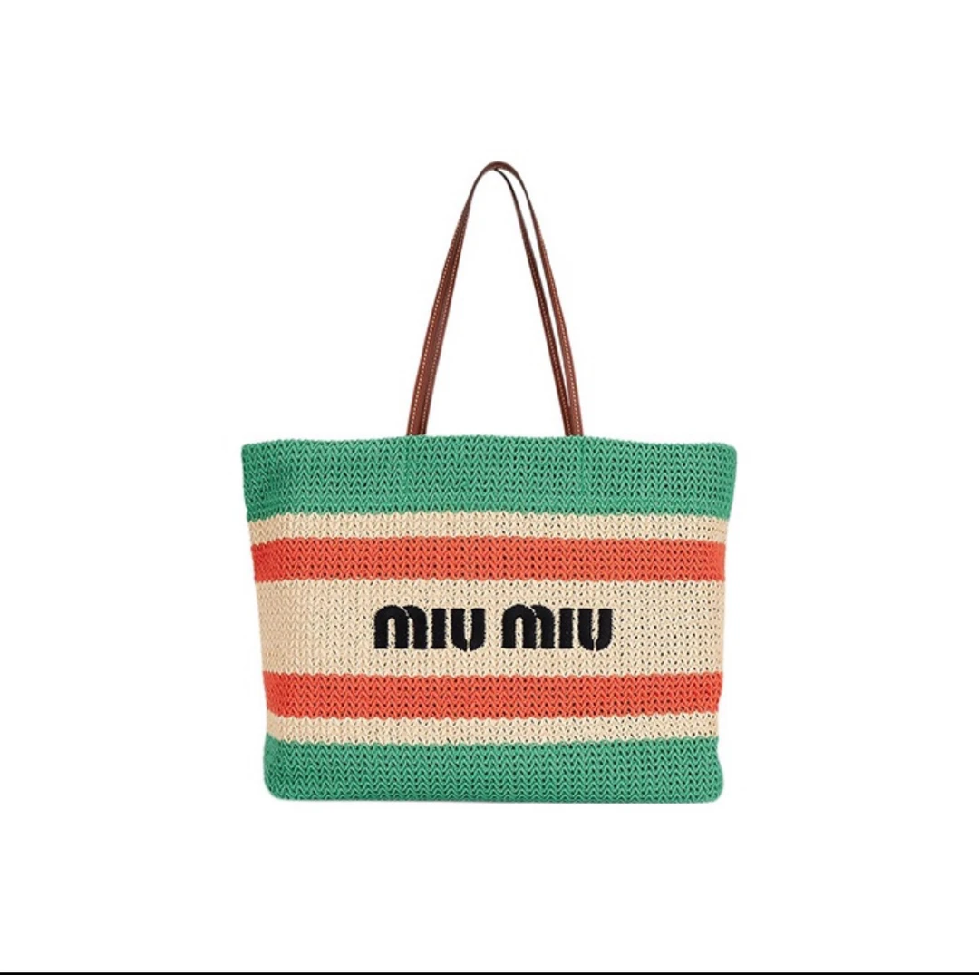 99新 MIU MIU/缪缪 拼色购物袋39cm/JJ5021801
