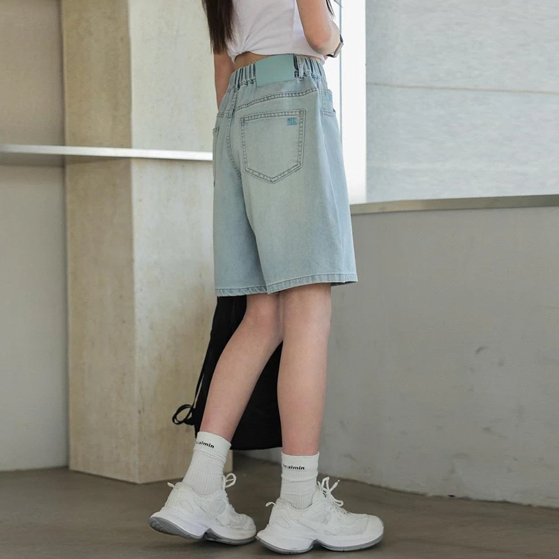 C5052女童夏季牛仔短裤青少年时尚韩版中裤初中生薄款裤子