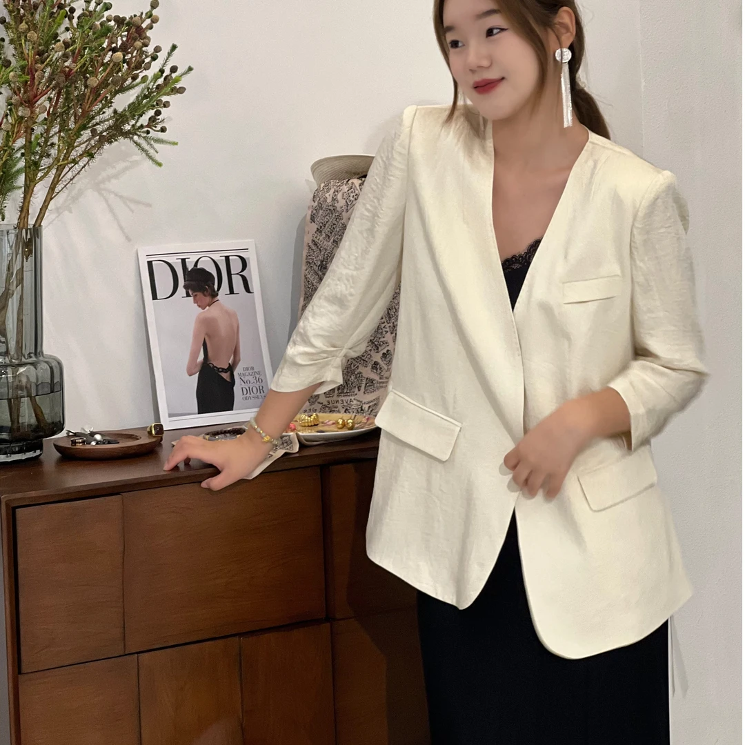 DODO醋酸夏款宽松减龄垂感西装外套休闲西服上衣百搭