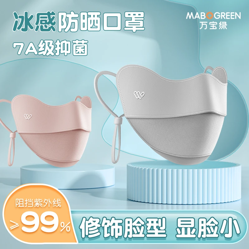 防晒口罩女户外防紫外线口罩遮脸骑车冰丝透气口罩夏季防晒面罩