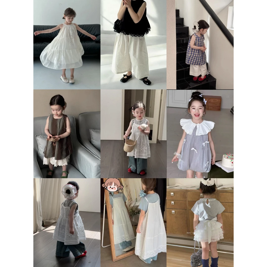 【A101-675】现货2025夏季女童休闲套装洋气韩版连衣裙