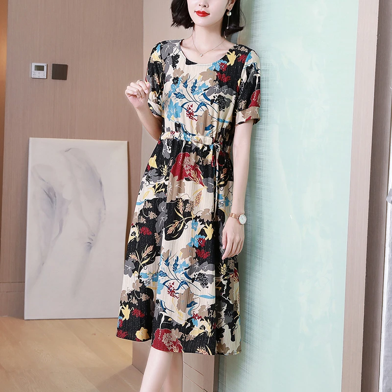【品牌特价】40071法式碎花连衣裙夏长裙夏季洋气女装系带收腰女